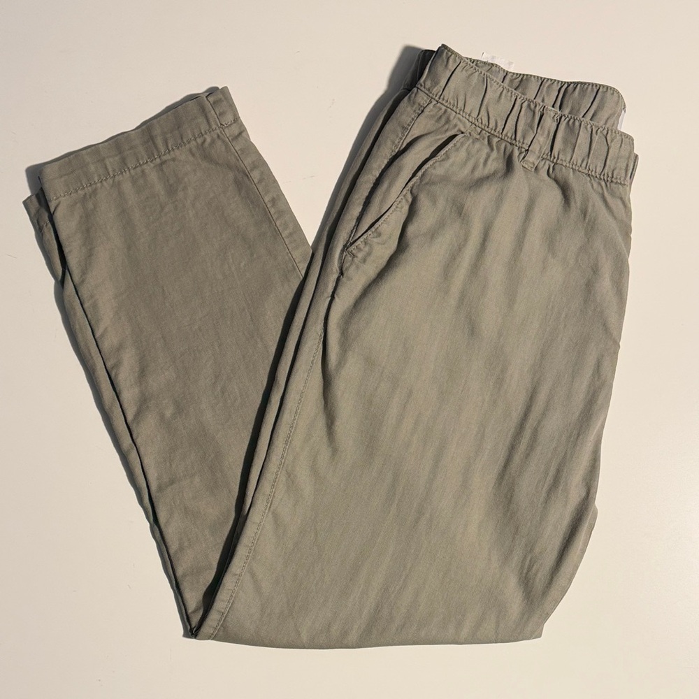 Pull & Bear Men's Khaki Linen Chinos in Size Large